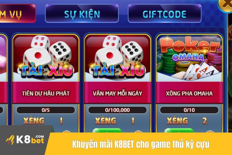 Khuyến mãi K8BET cho game thủ kỳ cựu