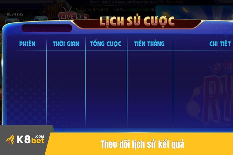 Theo dõi lịch sử kết quả